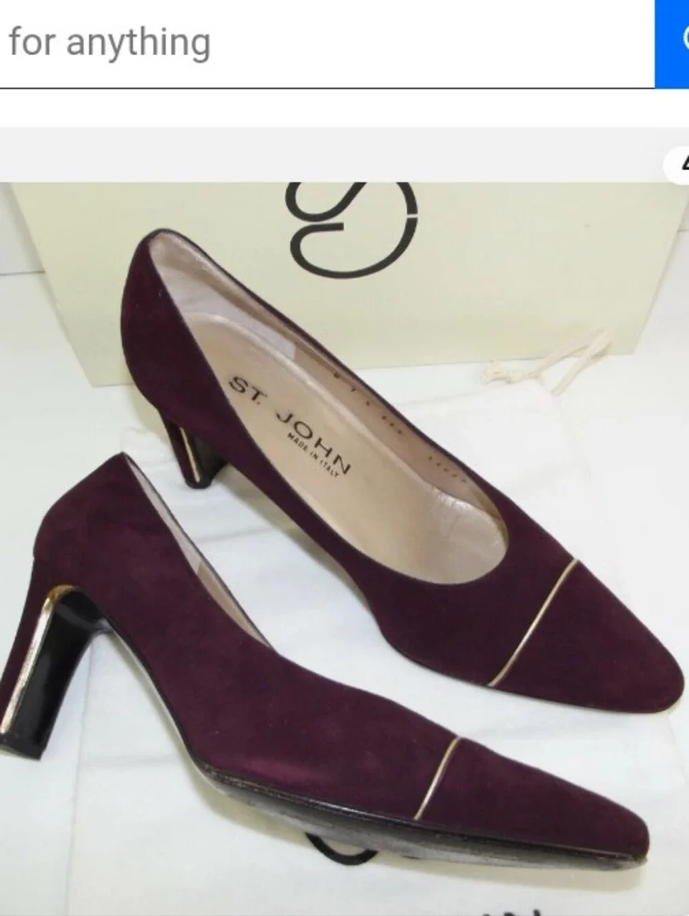 St. John Burgundy Suede Pointed Block Heel Pumps.Very good Condition.